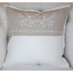 クッションカバー オシャレ インテリア雑貨 クッション コットン レーストリム 正方形 ベージュ リネン リン ツートン 40x40 BE WH 343026