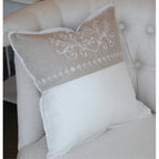 クッションカバー オシャレ インテリア雑貨 クッション コットン レーストリム 正方形 ベージュ リネン リン ツートン 40x40 BE WH 343026