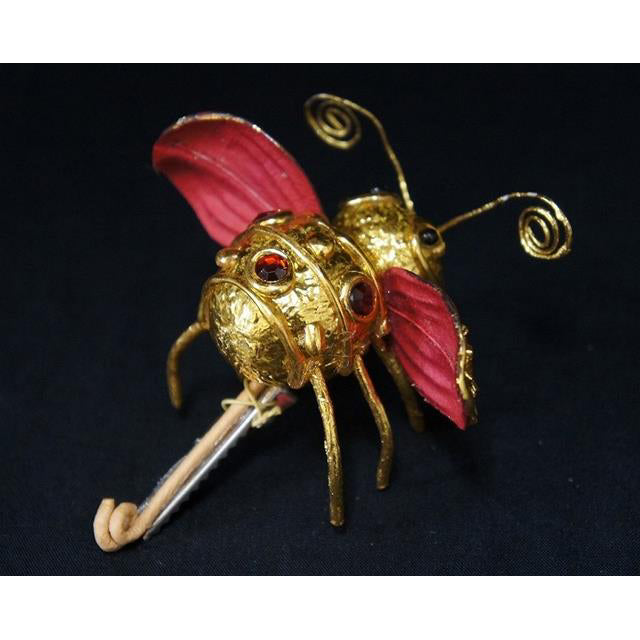 クリップ ミツバチクリップ BEE ツリーオーナメント クリスマスグッズ オーナメント ノエル 人形 ドール 昆虫 蜂 ハチ ゴールド レッド 35082XO-RG