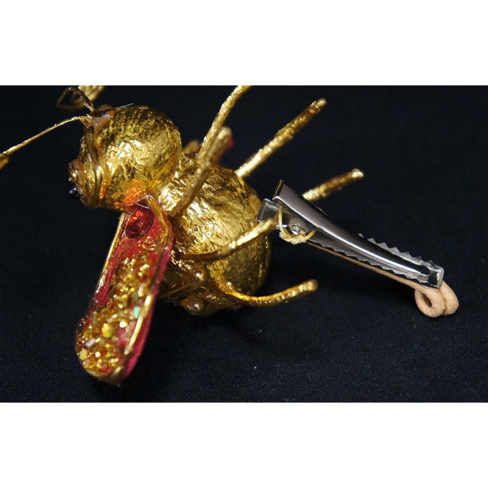 クリップ ミツバチクリップ BEE ツリーオーナメント クリスマスグッズ オーナメント ノエル 人形 ドール 昆虫 蜂 ハチ ゴールド レッド 35082XO-RG