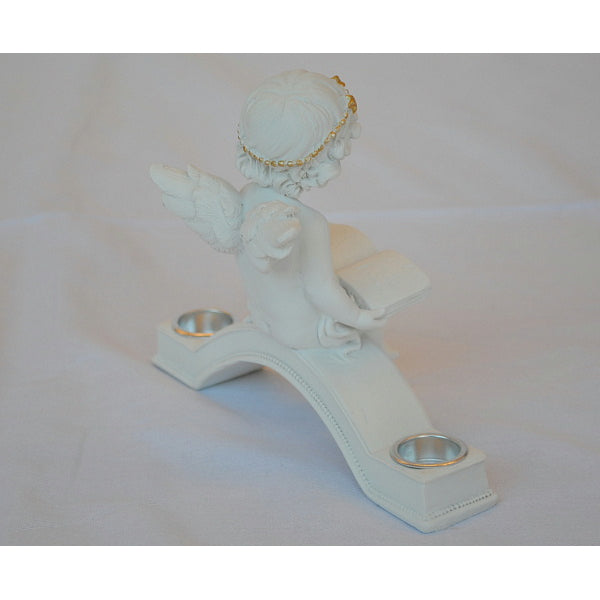 エンジェル 天使 可愛い キャンドルホルダー ロウソク立て キャンドルスタンド 本読み 学習 星冠 ホワイト ゴールド 368093