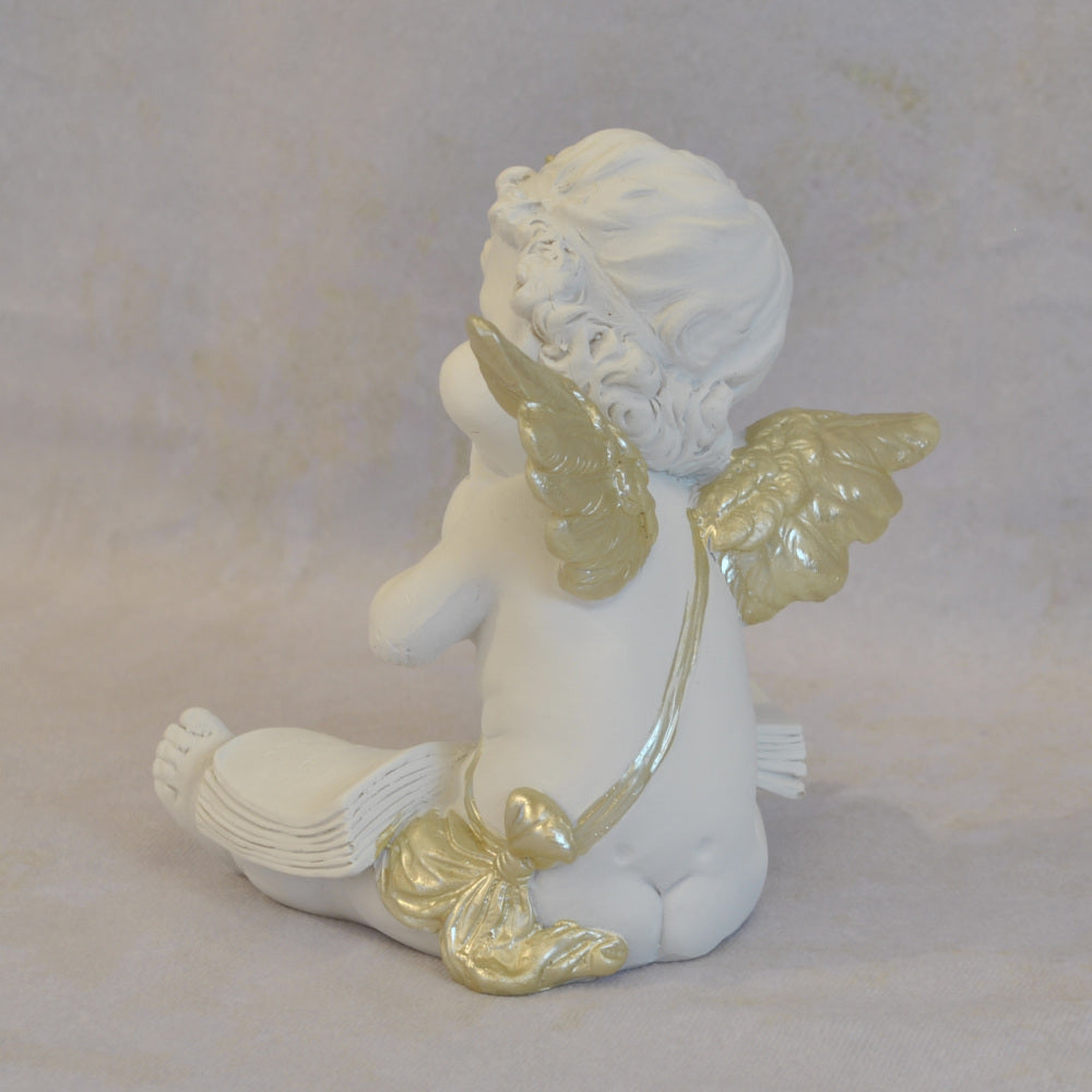 エンジェル 天使 可愛い 考える天使 お勉強 読書天使 本読み 学習 星冠 ホワイト ゴールド 368094