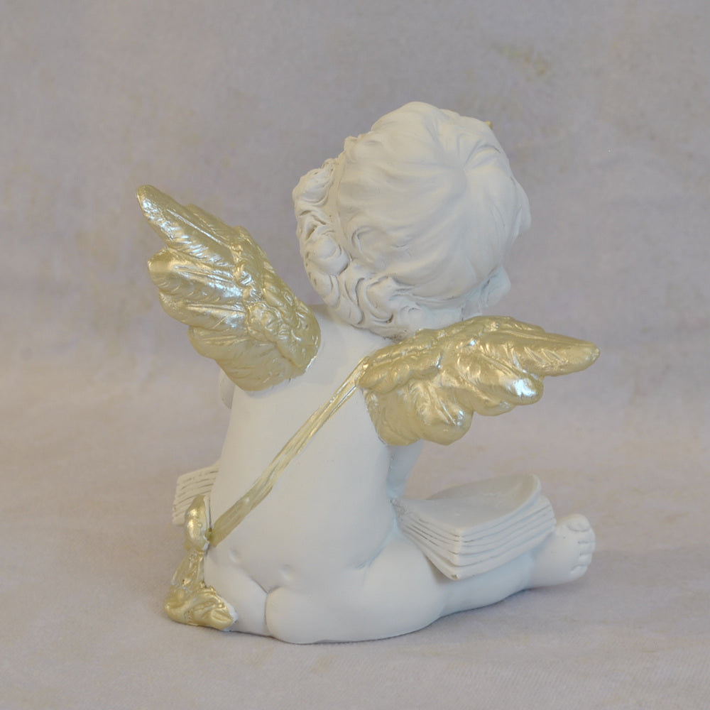 エンジェル 天使 可愛い 考える天使 お勉強 読書天使 本読み 学習 星冠 ホワイト ゴールド 368094