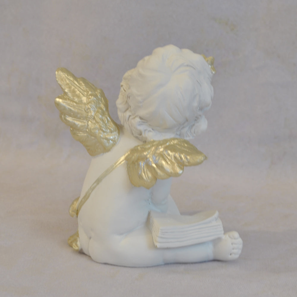エンジェル 天使 可愛い 考える天使 お勉強 読書天使 本読み 学習 星冠 ホワイト ゴールド 368094