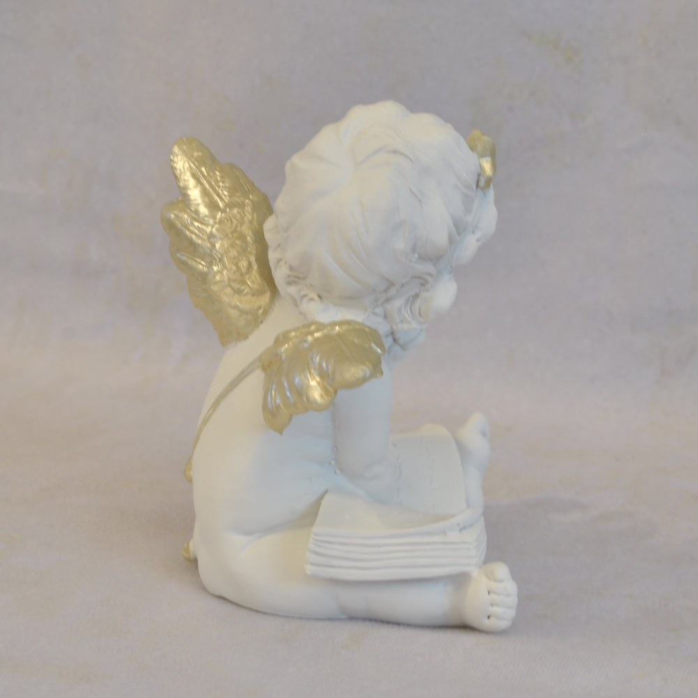 エンジェル 天使 可愛い 考える天使 お勉強 読書天使 本読み 学習 星冠 ホワイト ゴールド 368094