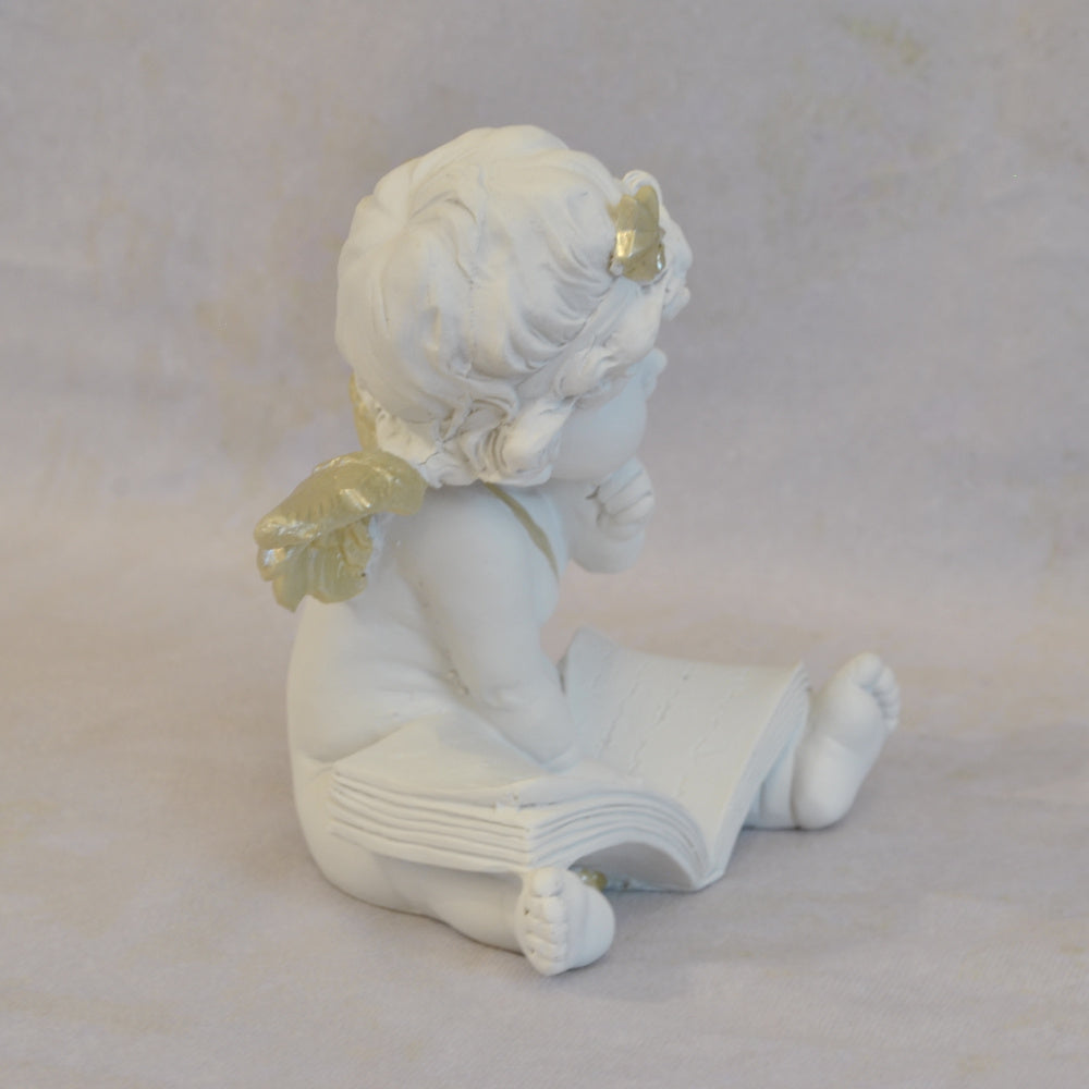 エンジェル 天使 可愛い 考える天使 お勉強 読書天使 本読み 学習 星冠 ホワイト ゴールド 368094