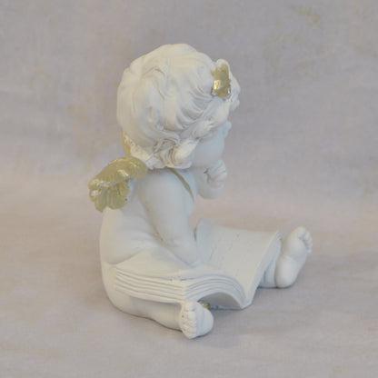 エンジェル 天使 可愛い 考える天使 お勉強 読書天使 本読み 学習 星冠 ホワイト ゴールド 368094