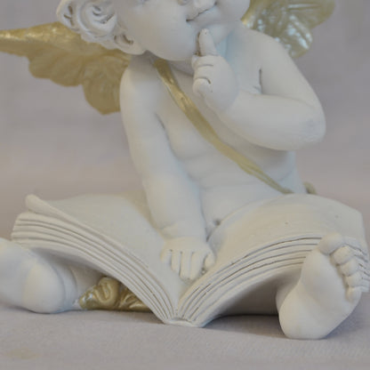 エンジェル 天使 可愛い 考える天使 お勉強 読書天使 本読み 学習 星冠 ホワイト ゴールド 368094