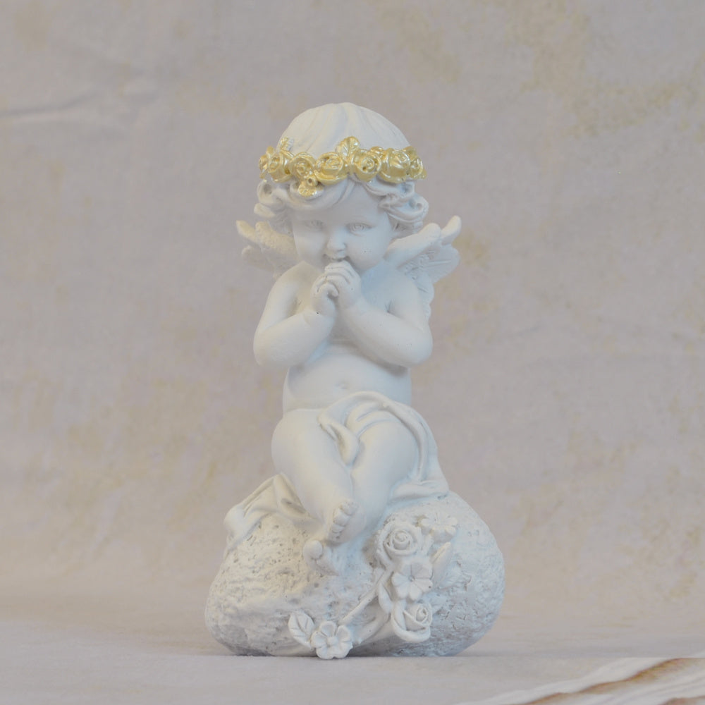 エンジェル 天使 可愛い 祈りエンジェル 願う 祈り 祈願 薔薇 バラ 薔薇冠 ホワイト ゴールド 368097