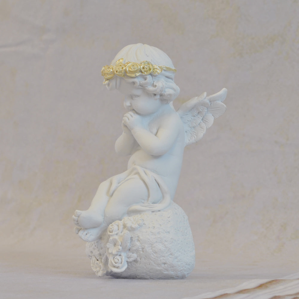 エンジェル 天使 可愛い 祈りエンジェル 願う 祈り 祈願 薔薇 バラ 薔薇冠 ホワイト ゴールド 368097