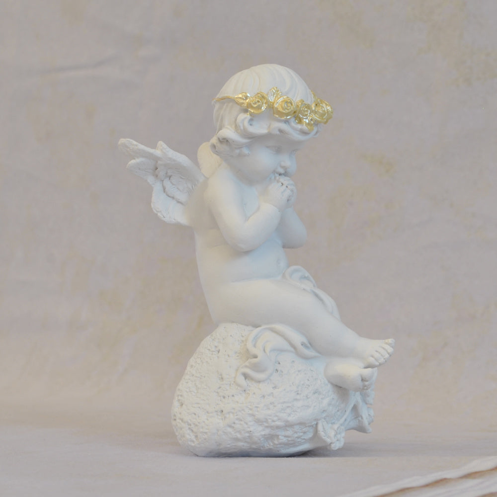 エンジェル 天使 可愛い 祈りエンジェル 願う 祈り 祈願 薔薇 バラ 薔薇冠 ホワイト ゴールド 368097