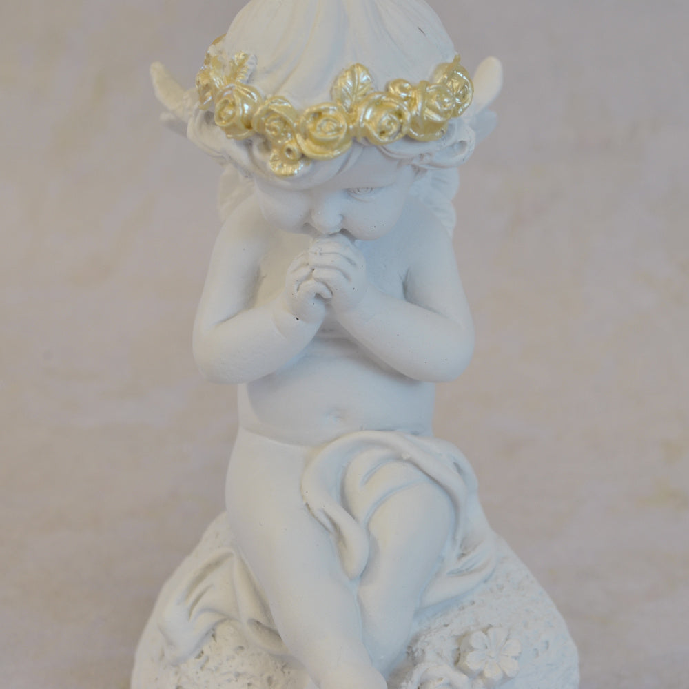 エンジェル 天使 可愛い 祈りエンジェル 願う 祈り 祈願 薔薇 バラ 薔薇冠 ホワイト ゴールド 368097