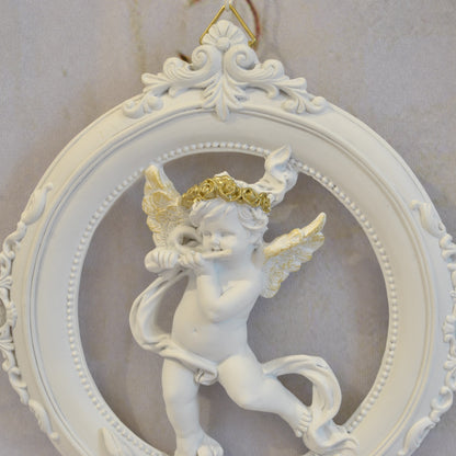 壁掛け エンジェルパネル ウォールフレーム 壁掛け天使額 エンジェル額絵 壁掛け額絵 天使 エンジェル 天使雑貨 エンジェル雑貨 フルート 368107
