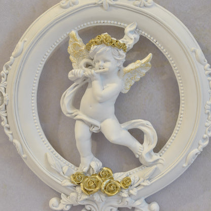 壁掛け エンジェルパネル ウォールフレーム 壁掛け天使額 エンジェル額絵 壁掛け額絵 天使 エンジェル 天使雑貨 エンジェル雑貨 フルート 368107