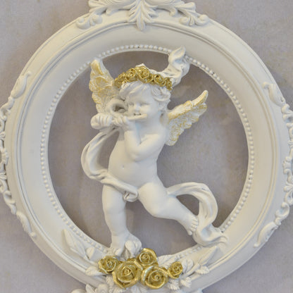 壁掛け エンジェルパネル ウォールフレーム 壁掛け天使額 エンジェル額絵 壁掛け額絵 天使 エンジェル 天使雑貨 エンジェル雑貨 フルート 368107