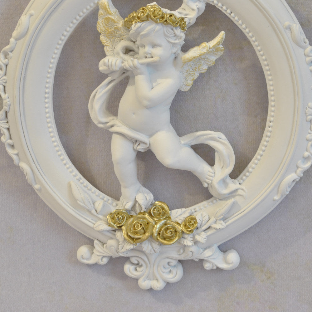 壁掛け エンジェルパネル ウォールフレーム 壁掛け天使額 エンジェル額絵 壁掛け額絵 天使 エンジェル 天使雑貨 エンジェル雑貨 フルート 368107