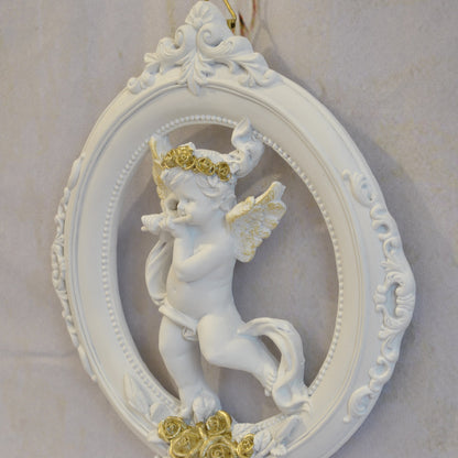 壁掛け エンジェルパネル ウォールフレーム 壁掛け天使額 エンジェル額絵 壁掛け額絵 天使 エンジェル 天使雑貨 エンジェル雑貨 フルート 368107