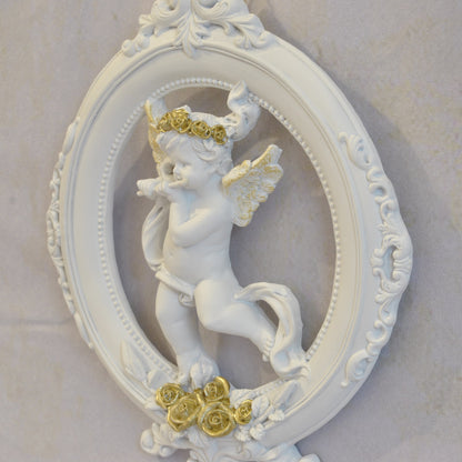 壁掛け エンジェルパネル ウォールフレーム 壁掛け天使額 エンジェル額絵 壁掛け額絵 天使 エンジェル 天使雑貨 エンジェル雑貨 フルート 368107