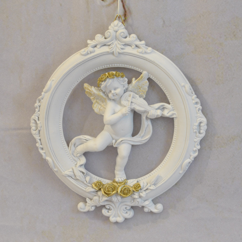 壁掛け エンジェルパネル ウォールフレーム 壁掛け天使額 エンジェル額絵 壁掛け額絵 天使 エンジェル 天使雑貨 エンジェル雑貨 ヴァイオリン 368108