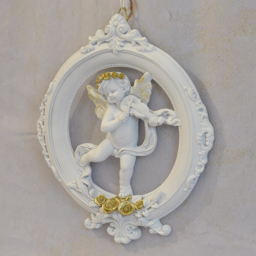 壁掛け エンジェルパネル ウォールフレーム 壁掛け天使額 エンジェル額絵 壁掛け額絵 天使 エンジェル 天使雑貨 エンジェル雑貨 ヴァイオリン 368108