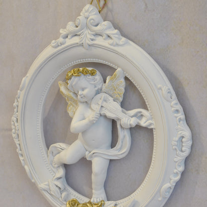 壁掛け エンジェルパネル ウォールフレーム 壁掛け天使額 エンジェル額絵 壁掛け額絵 天使 エンジェル 天使雑貨 エンジェル雑貨 ヴァイオリン 368108