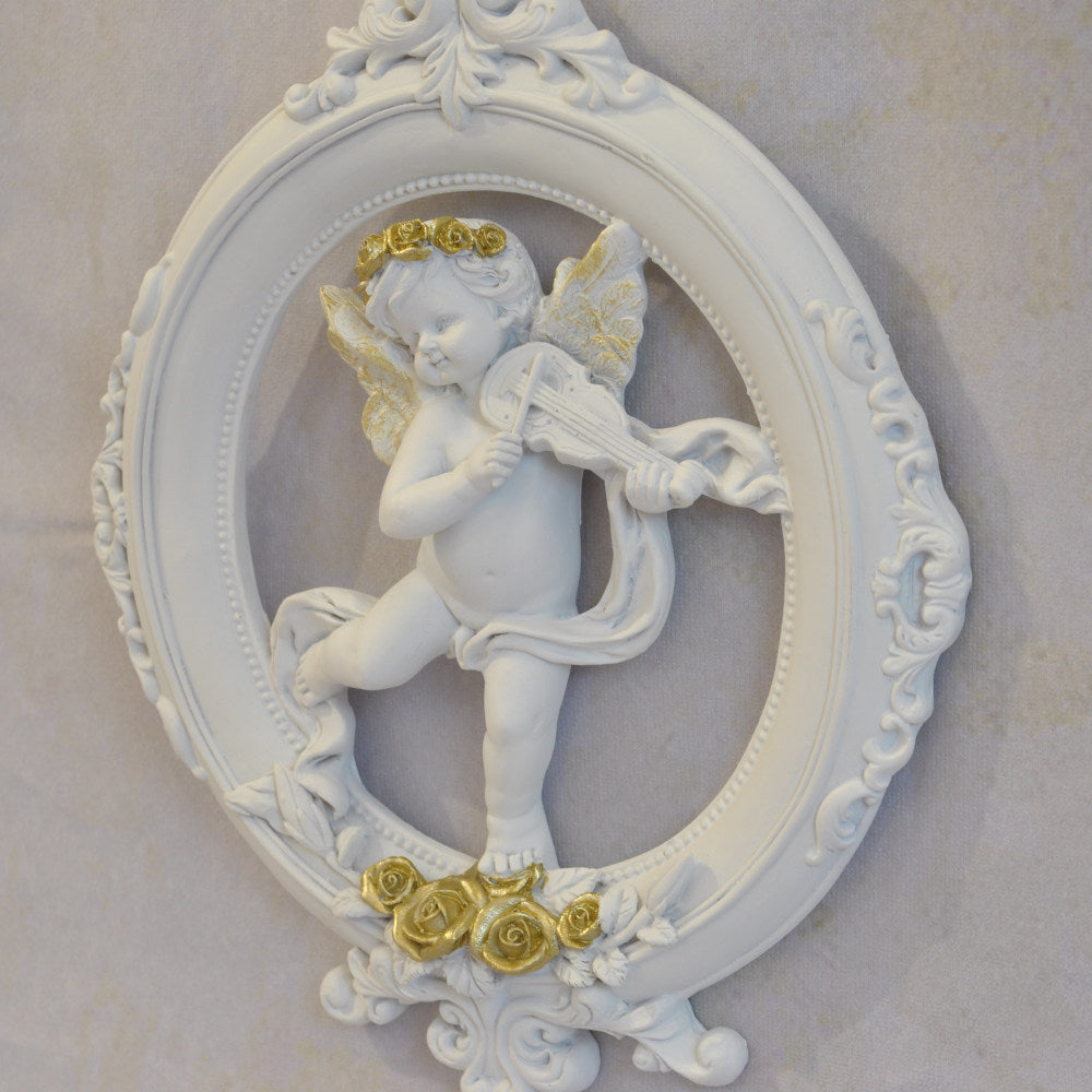 壁掛け エンジェルパネル ウォールフレーム 壁掛け天使額 エンジェル額絵 壁掛け額絵 天使 エンジェル 天使雑貨 エンジェル雑貨 ヴァイオリン 368108