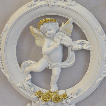 壁掛け エンジェルパネル ウォールフレーム 壁掛け天使額 エンジェル額絵 壁掛け額絵 天使 エンジェル 天使雑貨 エンジェル雑貨 ヴァイオリン 368108