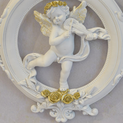 壁掛け エンジェルパネル ウォールフレーム 壁掛け天使額 エンジェル額絵 壁掛け額絵 天使 エンジェル 天使雑貨 エンジェル雑貨 ヴァイオリン 368108