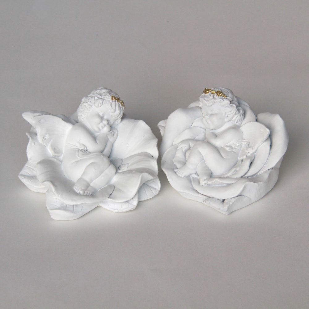 エンジェル置物 フェアリー 眠り天使2個セット 天使置物 フラワー天使 エンジェル 天使 置物 スリープエンジェル 天使雑貨 エンジェル雑貨 368109