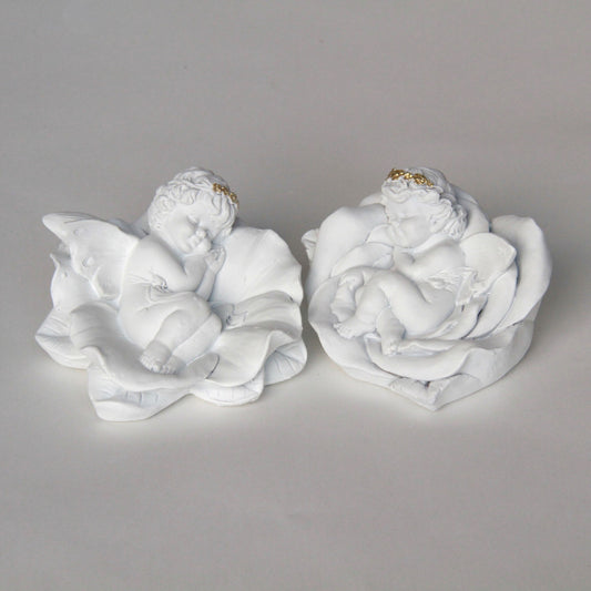 エンジェル置物 フェアリー 眠り天使2個セット 天使置物 フラワー天使 エンジェル 天使 置物 スリープエンジェル 天使雑貨 エンジェル雑貨 368109