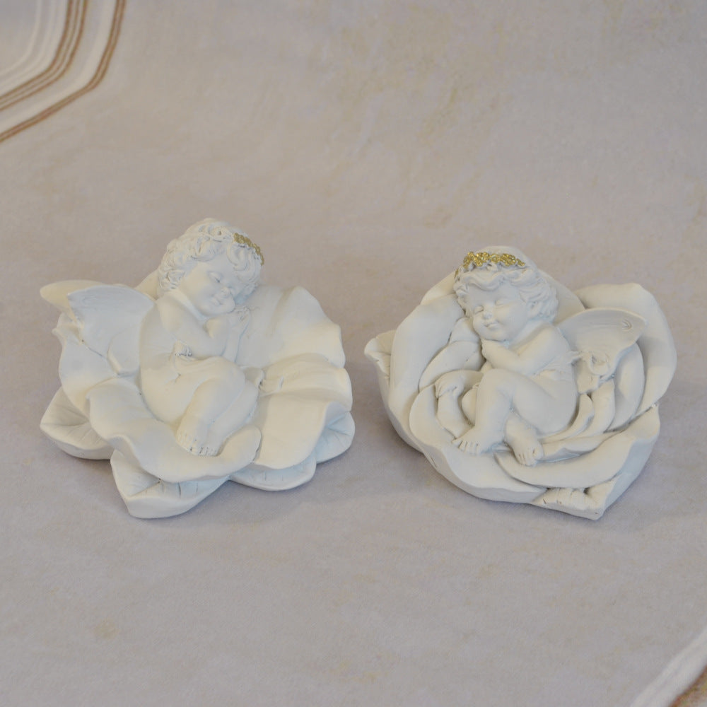エンジェル置物 フェアリー 眠り天使2個セット 天使置物 フラワー天使 エンジェル 天使 置物 スリープエンジェル 天使雑貨 エンジェル雑貨 368109