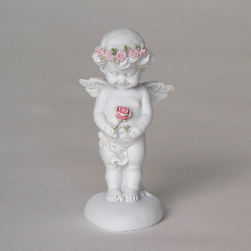 エンジェル置物 バラ一輪と天使 天使置物 一輪のバラ エンジェル 天使 置物 天使雑貨 エンジェル雑貨 368111