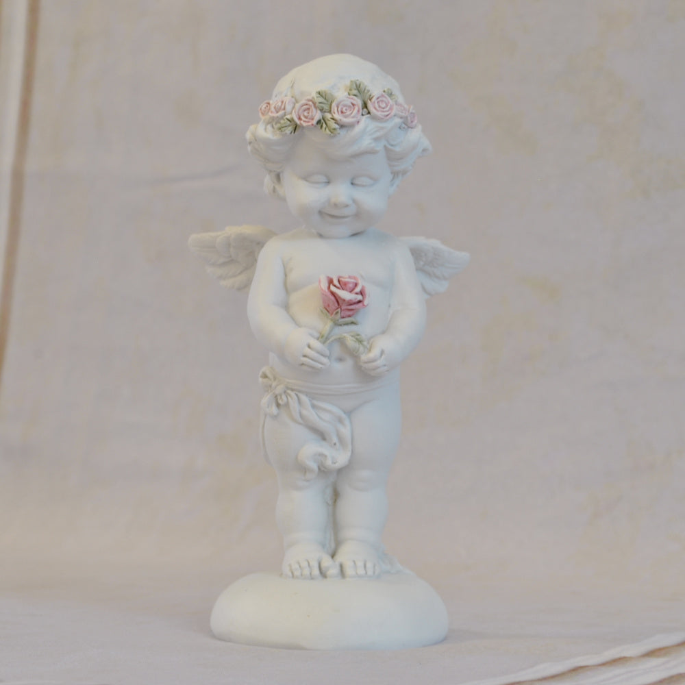 エンジェル置物 バラ一輪と天使 天使置物 一輪のバラ エンジェル 天使 置物 天使雑貨 エンジェル雑貨 368111