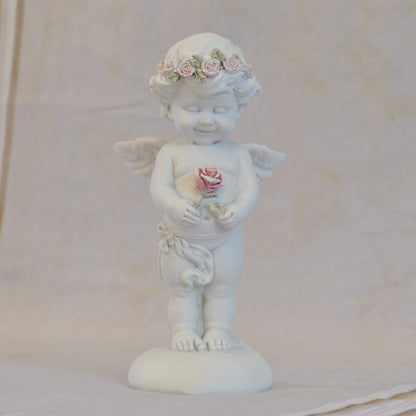 エンジェル置物 バラ一輪と天使 天使置物 一輪のバラ エンジェル 天使 置物 天使雑貨 エンジェル雑貨 368111
