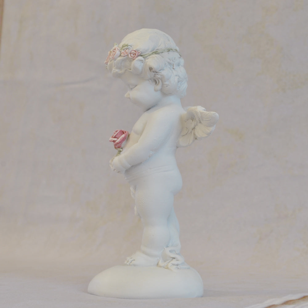 エンジェル置物 バラ一輪と天使 天使置物 一輪のバラ エンジェル 天使 置物 天使雑貨 エンジェル雑貨 368111
