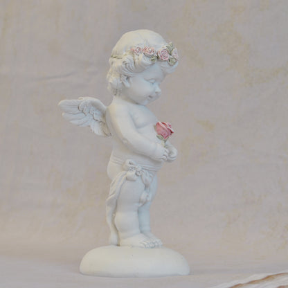 エンジェル置物 バラ一輪と天使 天使置物 一輪のバラ エンジェル 天使 置物 天使雑貨 エンジェル雑貨 368111