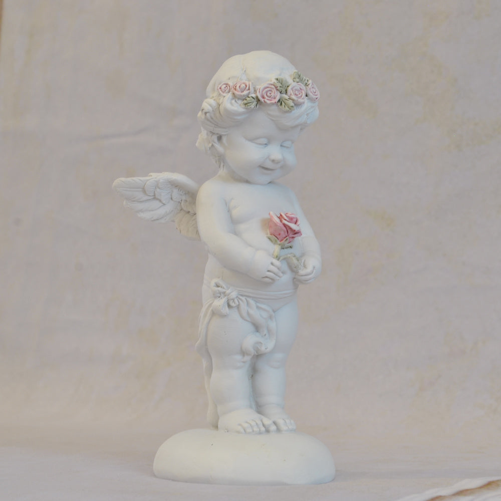 エンジェル置物 バラ一輪と天使 天使置物 一輪のバラ エンジェル 天使 置物 天使雑貨 エンジェル雑貨 368111