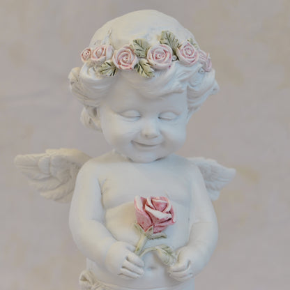 エンジェル置物 バラ一輪と天使 天使置物 一輪のバラ エンジェル 天使 置物 天使雑貨 エンジェル雑貨 368111
