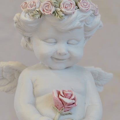 エンジェル置物 バラ一輪と天使 天使置物 一輪のバラ エンジェル 天使 置物 天使雑貨 エンジェル雑貨 368111