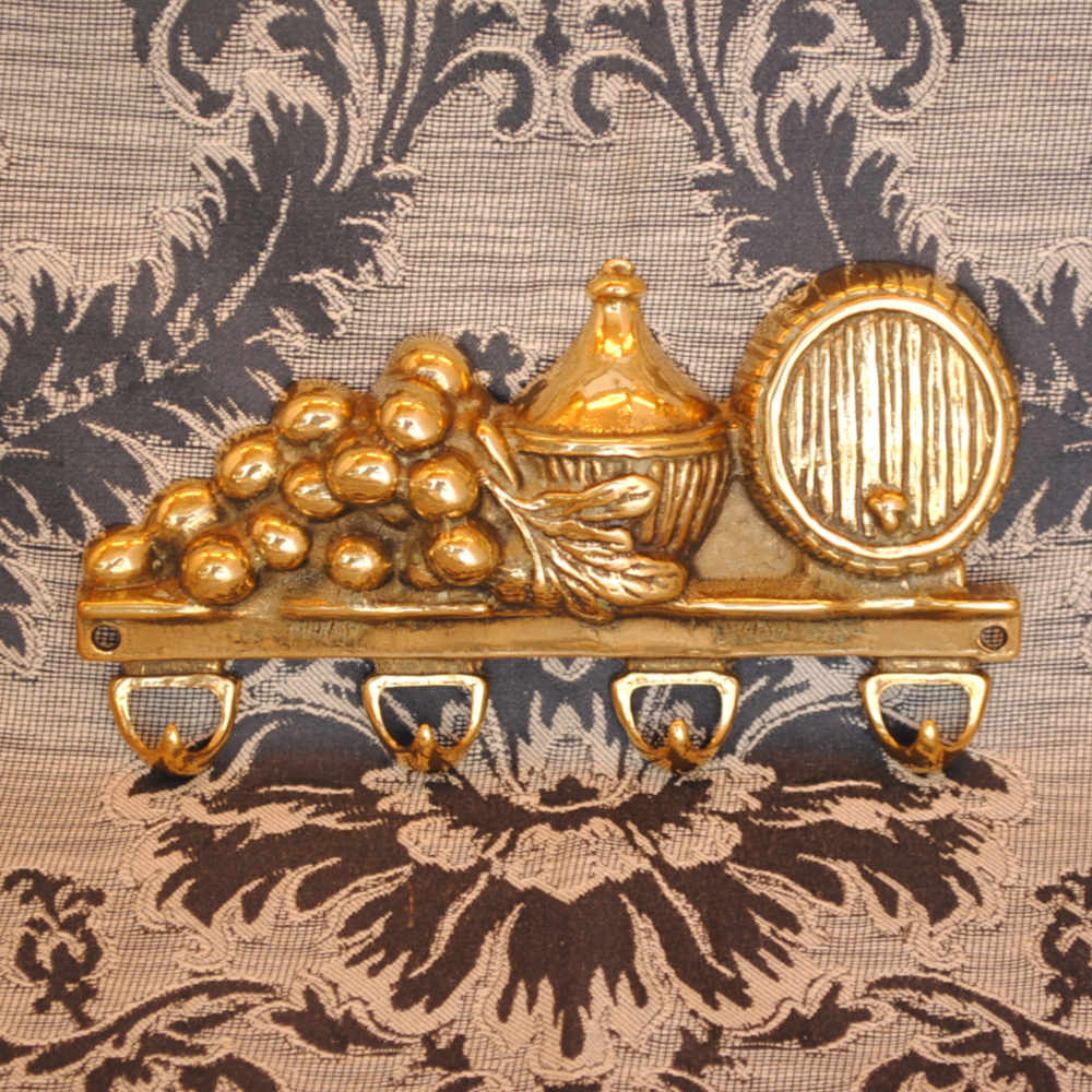 キーハンガー 壁掛けフック 葡萄 ワイン 樽 おしゃれ フック アンティーク調 金色 ゴールド 雑貨 真鍮製 ブラス イタリー製 スティラーズ STILARS 388030