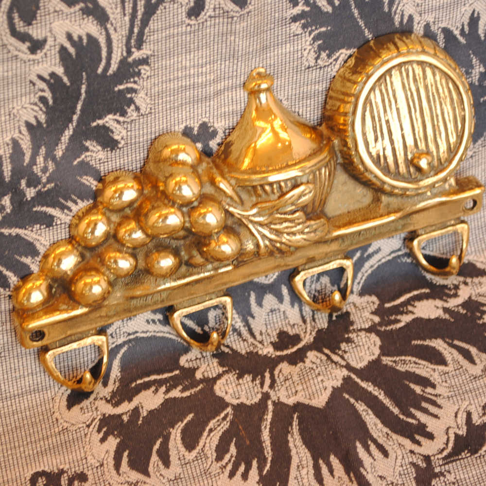 キーハンガー 壁掛けフック 葡萄 ワイン 樽 おしゃれ フック アンティーク調 金色 ゴールド 雑貨 真鍮製 ブラス イタリー製 スティラーズ STILARS 388030