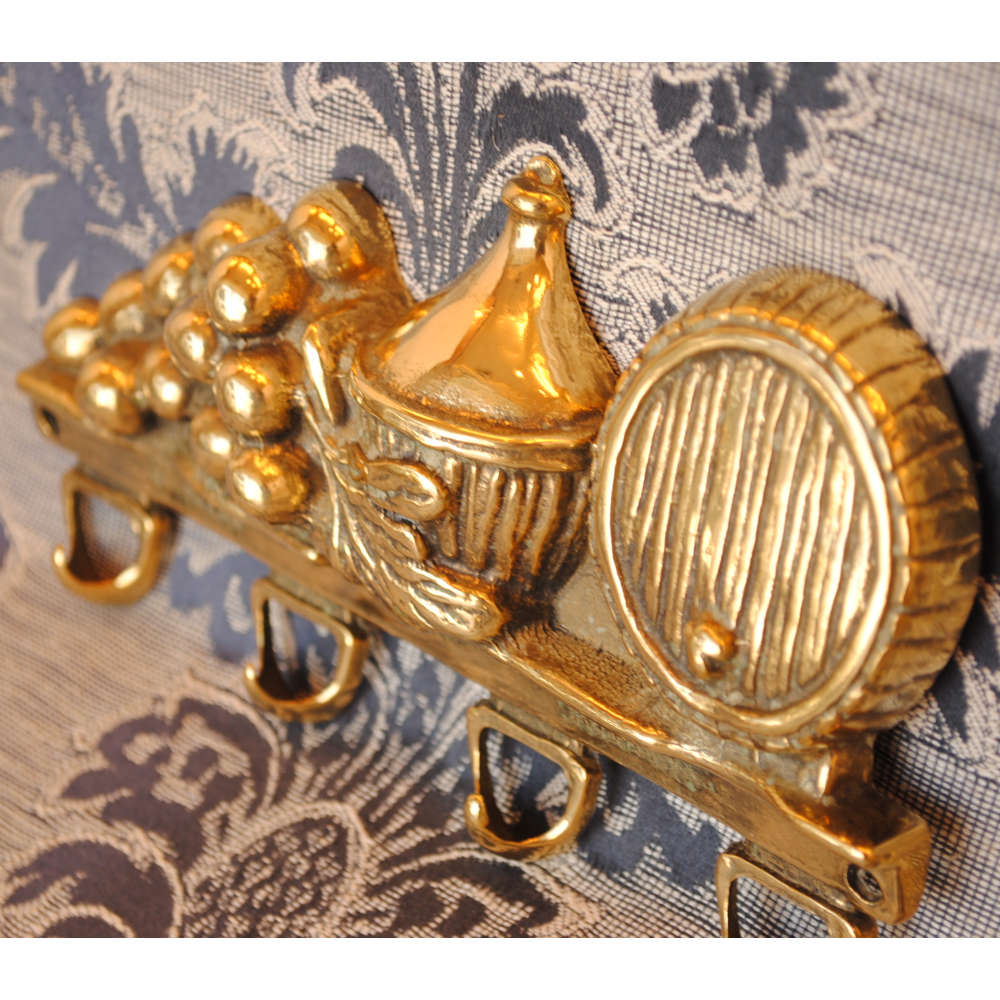 キーハンガー 壁掛けフック 葡萄 ワイン 樽 おしゃれ フック アンティーク調 金色 ゴールド 雑貨 真鍮製 ブラス イタリー製 スティラーズ STILARS 388030