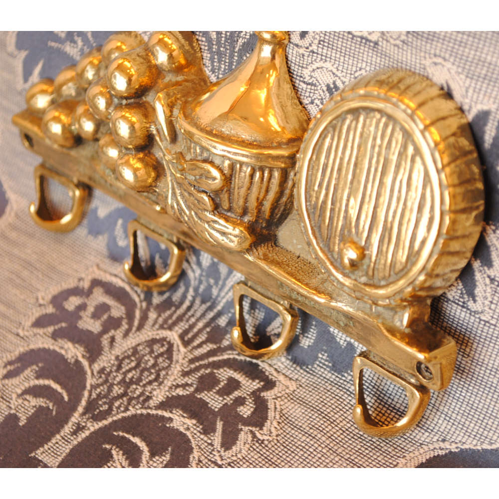 キーハンガー 壁掛けフック 葡萄 ワイン 樽 おしゃれ フック アンティーク調 金色 ゴールド 雑貨 真鍮製 ブラス イタリー製 スティラーズ STILARS 388030