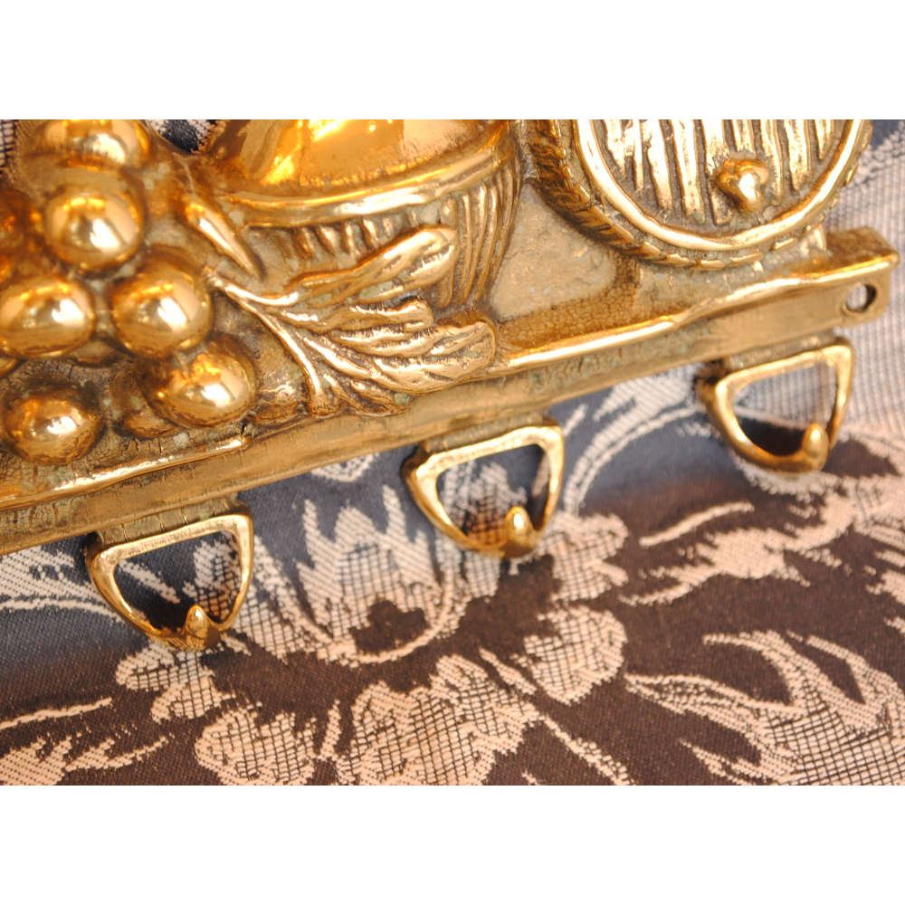 キーハンガー 壁掛けフック 葡萄 ワイン 樽 おしゃれ フック アンティーク調 金色 ゴールド 雑貨 真鍮製 ブラス イタリー製 スティラーズ STILARS 388030