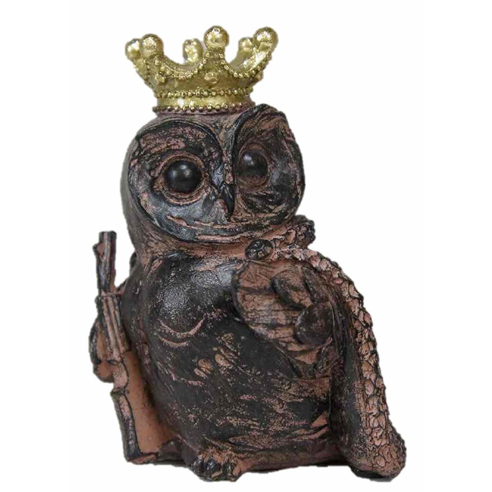 フクロウ男爵 クラウンフクロウ フクロウオブジェ クラウン owl フクロウ 陶器 オーナメント ふくろう 梟 DavidHome 44313OL