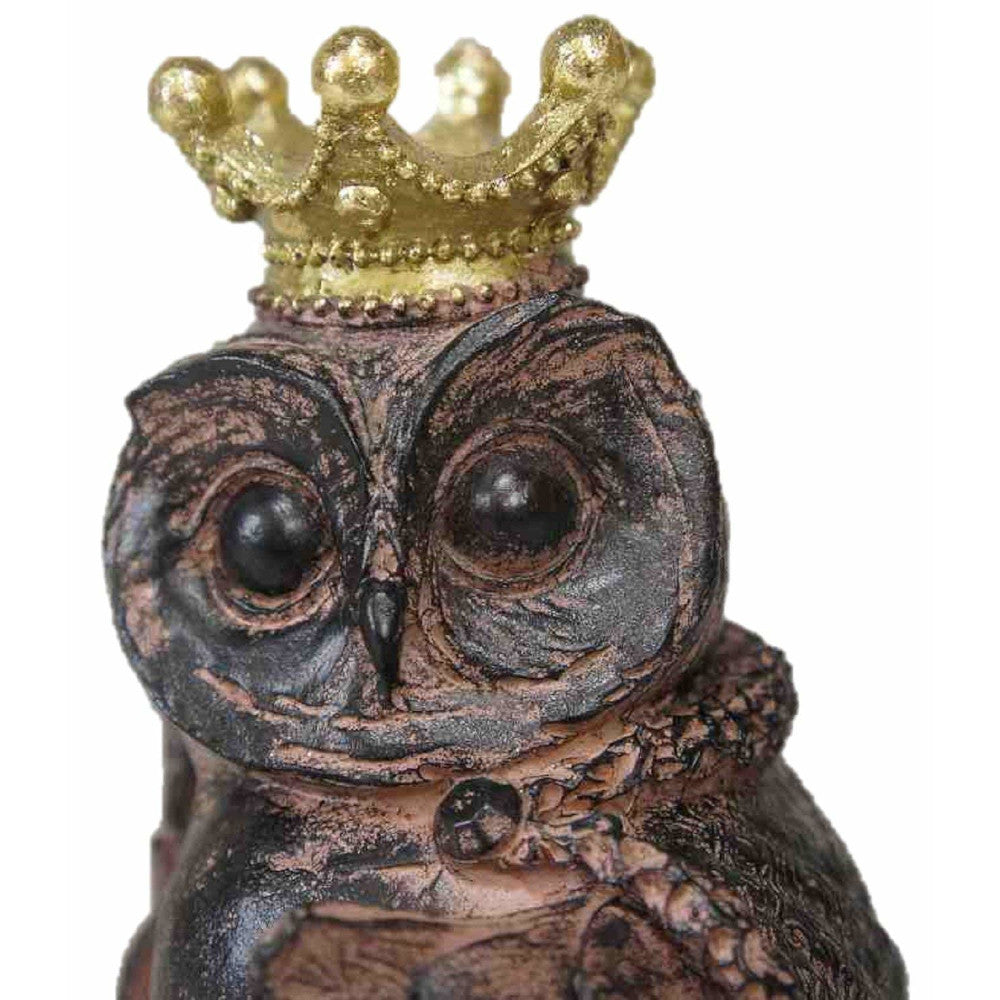 フクロウ男爵 クラウンフクロウ フクロウオブジェ クラウン owl フクロウ 陶器 オーナメント ふくろう 梟 DavidHome 44313OL