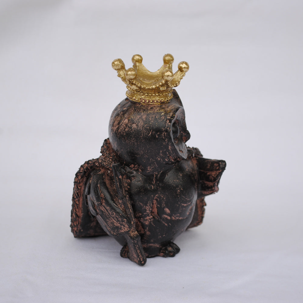 フクロウ男爵 クラウンフクロウ フクロウオブジェ クラウン owl フクロウ 陶器 オーナメント ふくろう 梟 DavidHome 44313OL