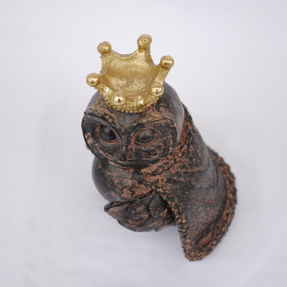 フクロウ男爵 クラウンフクロウ フクロウオブジェ クラウン owl フクロウ 陶器 オーナメント ふくろう 梟 DavidHome 44313OL