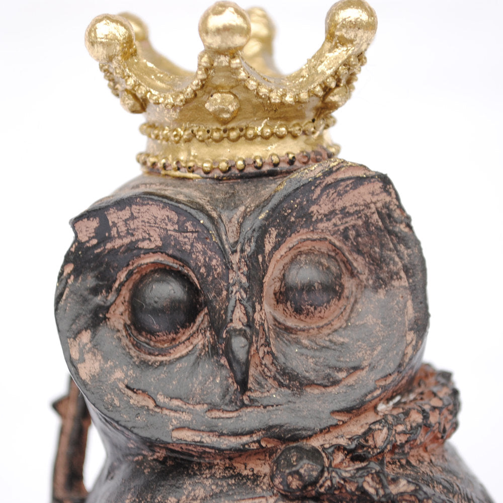 フクロウ男爵 クラウンフクロウ フクロウオブジェ クラウン owl フクロウ 陶器 オーナメント ふくろう 梟 DavidHome 44313OL