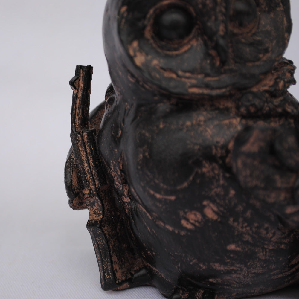 フクロウ男爵 クラウンフクロウ フクロウオブジェ クラウン owl フクロウ 陶器 オーナメント ふくろう 梟 DavidHome 44313OL